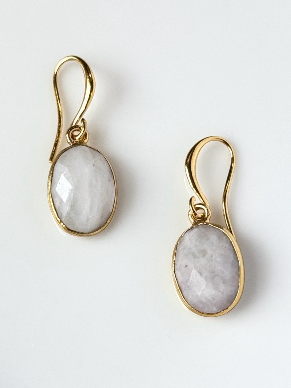 18K Gold Plated Moonstone Hook Dangle Earrings